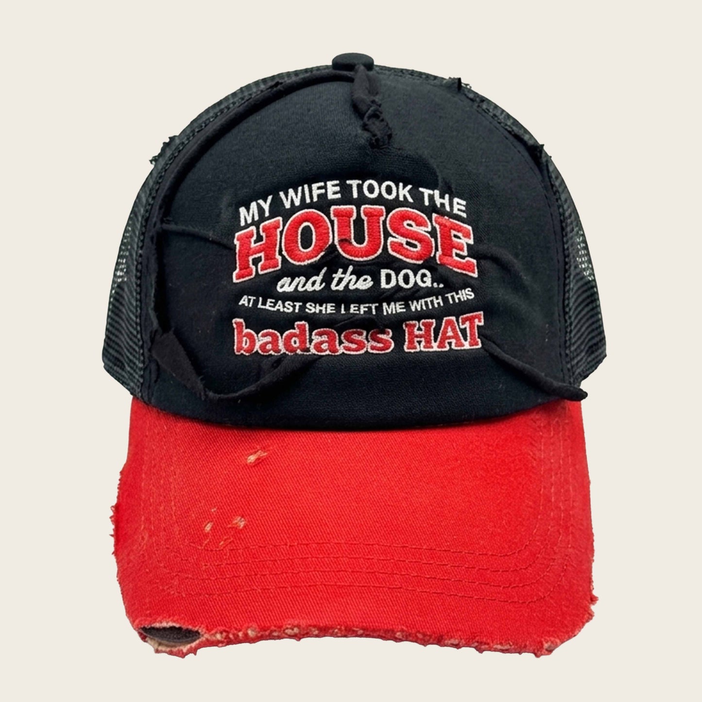 DIVORCE HAT RED/GREY